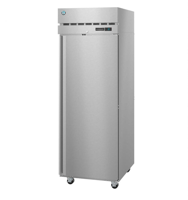 Hoshizaki R1A-FS single section upright refrigerator with full stainless door and lock.