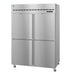 Hoshizaki R2A-HS Refrigerator, two-section upright with stainless half doors and lock.