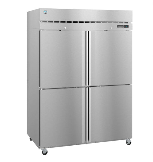 Hoshizaki R2A-HS refrigerator, two section upright, half stainless doors, lock feature.