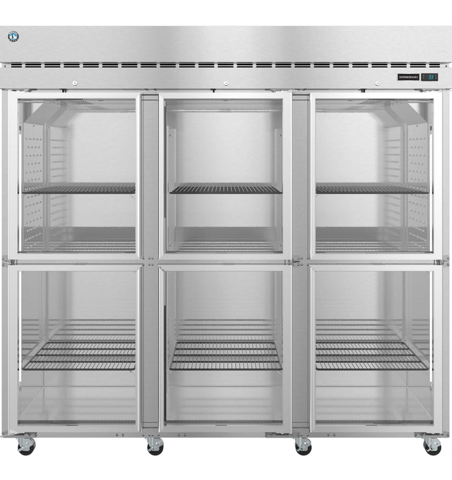 Hoshizaki Refrigerator R3A-HG, three section upright with half glass doors and lock.