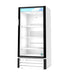 Hoshizaki RM-10-HC-WHT Single Section Glass Door Refrigerator Merchandiser with shelves.