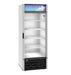 Hoshizaki RM-26-HC refrigerator with single section glass door, featuring white interior and energy-efficient LED lighting.