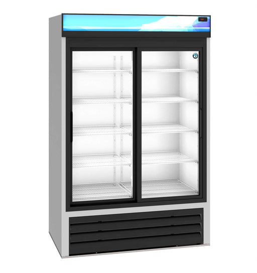 Hoshizaki RM-45-SD-HC two section glass door refrigerator merchandiser.