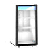 Hoshizaki RM-7-HC-WHT countertop refrigerator with single-section glass door merchandiser, white exterior, and adjustable shelves.