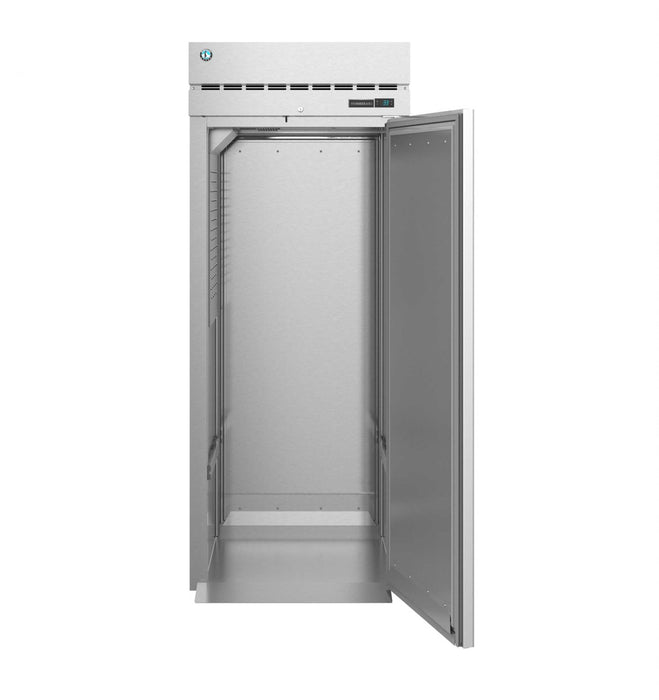 Hoshizaki RN1A-FS single section roll-in refrigerator with full stainless door, open view.