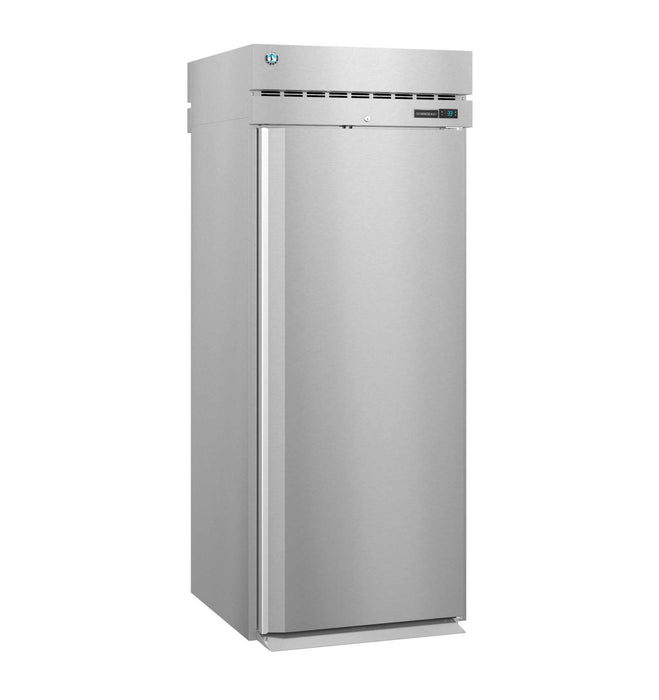 Hoshizaki RN1A-FS single section roll-in refrigerator with stainless steel door and lock.