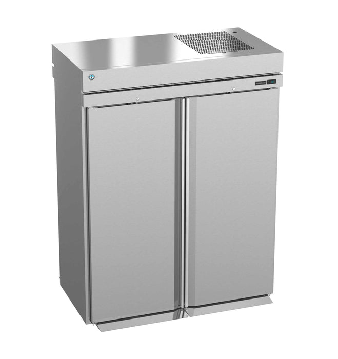 Hoshizaki RN2A-FS two-section roll-in refrigerator with full stainless doors and lock.