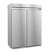 Hoshizaki RN2A-FS two section roll-in upright refrigerator with full stainless steel doors and lock.