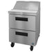 Hoshizaki SR27B-8D2 stainless steel sandwich prep table with drawers and cutting board.