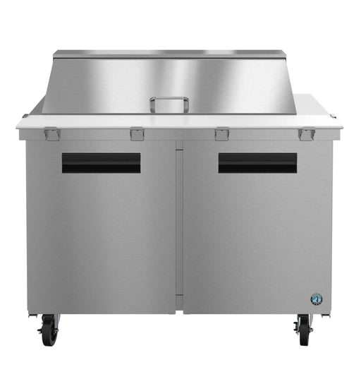 Hoshizaki SR48B-18M Refrigerator, two section mega top prep table with stainless doors.