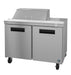 Two-section stainless steel sandwich prep refrigerator Hoshizaki SR48B-8 with durable doors.