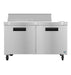 Hoshizaki SR60B-12 refrigerator, two-section sandwich prep table with stainless doors.