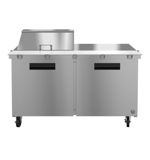 Hoshizaki SR60B-12M Refrigerator, two-section mega top prep table with stainless doors.