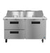 Hoshizaki SR60B-24MD2 refrigerator, two-section mega top prep table with drawer/door combo.