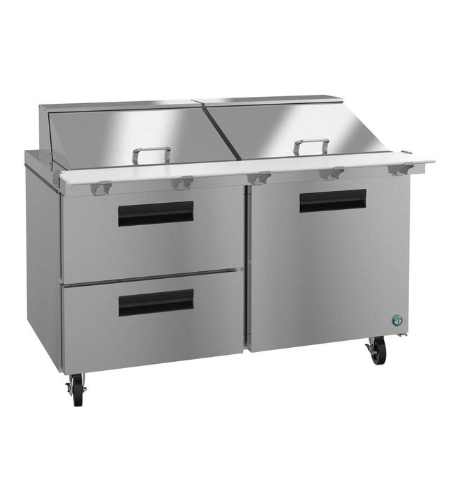 Hoshizaki SR60B-24MD2 two-section mega top prep table with drawer/door combo, stainless steel.