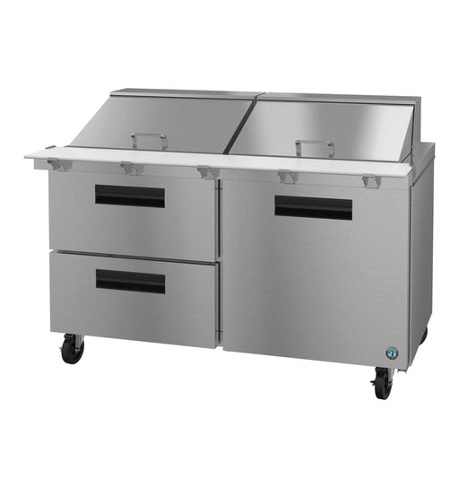 Hoshizaki SR60B-24MD2 refrigerator, two-section mega top prep table with drawer/door combo.