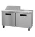 Hoshizaki SR60B-8 two-section stainless steel sandwich prep table with stainless doors.