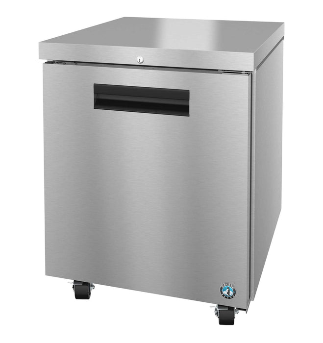 Hoshizaki UF27B-01 single section undercounter freezer with stainless door and lock.