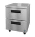 Hoshizaki UF27B-D2 undercounter freezer with stainless drawers.