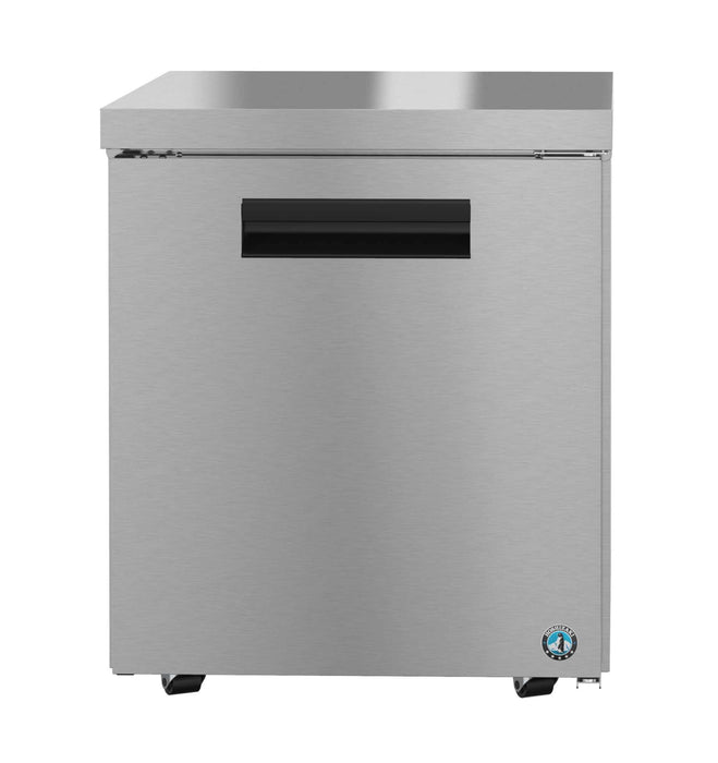 Hoshizaki UF27B-LP single section undercounter freezer with stainless door.