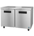 Hoshizaki UF48B-01 two section undercounter freezer with stainless steel doors.