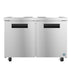 Hoshizaki UF48B two-section undercounter freezer with stainless steel doors.