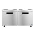 Hoshizaki UF60B-01 two-section undercounter stainless steel freezer with lock.