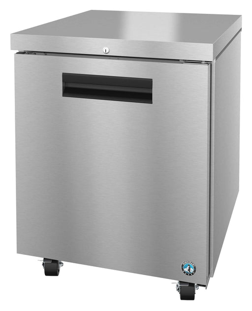 Stainless steel Hoshizaki UR27B-01 undercounter refrigerator with lockable door