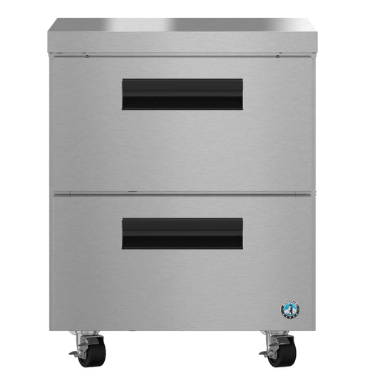 Hoshizaki UR27B-D2 undercounter refrigerator with stainless drawers, single section.