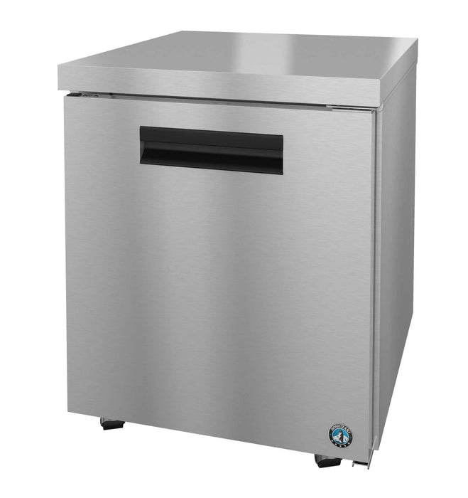 Hoshizaki UR27B-LP refrigerator, single section undercounter with stainless door.