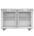 Hoshizaki UR48B-GLP01 refrigerator, two-section undercounter, full glass door, stainless steel.