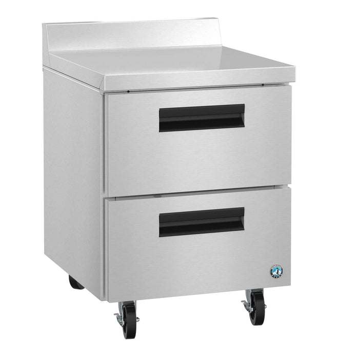 Hoshizaki WF27B-D2 stainless steel single section worktop freezer with drawers.