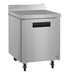 Hoshizaki WF27B single section worktop freezer with stainless door and casters.