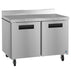 Hoshizaki WF48B-01 two section worktop freezer with stainless steel doors and lock on casters.