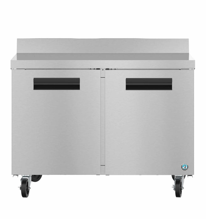 Hoshizaki WF48B two-section worktop freezer with stainless doors on casters.