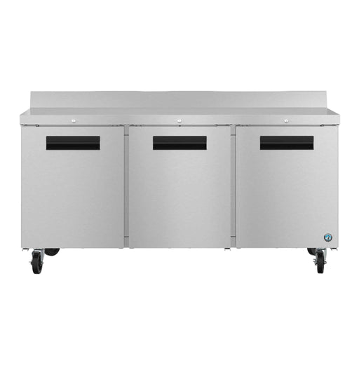 Hoshizaki WR72B-01 three-section refrigerator with stainless steel doors on casters.